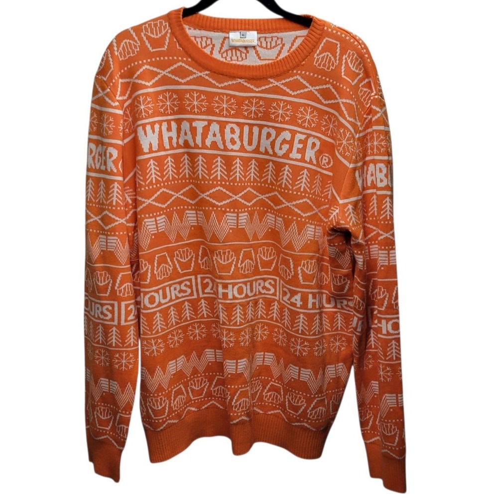 Whataburger Christmas Sweater Mens XL Orange WhiteF Holiday
